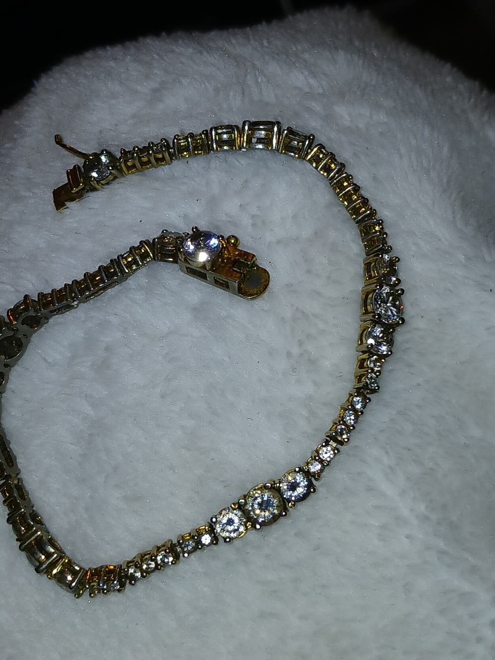 S925 Gold Overlay Cz Vintage Tennis Bracelet